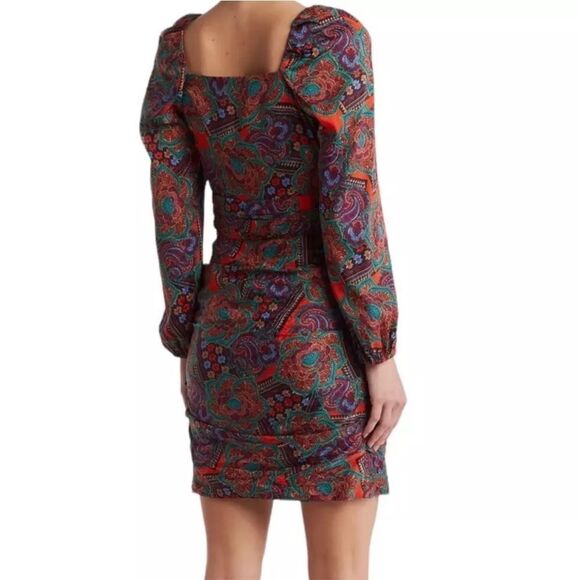 VERONICA BEARD Bellino Paisley Silk Blend Dress in Flame Red NWT  Size 2 $695.00 - Picture 6 of 8